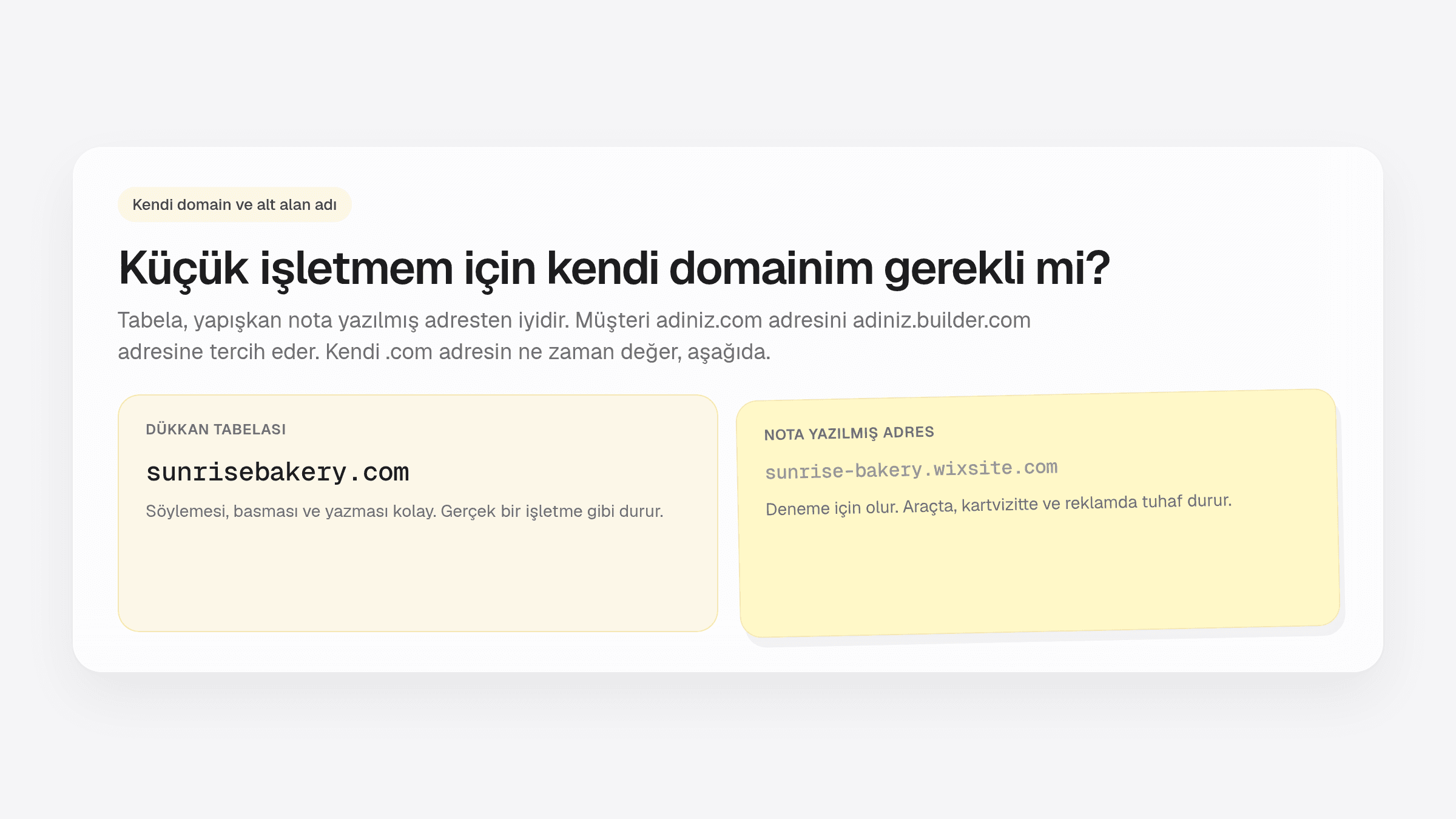 Küçük işletme için kendi internet adresi tabelası ile platform alt adresi karşılaştırması