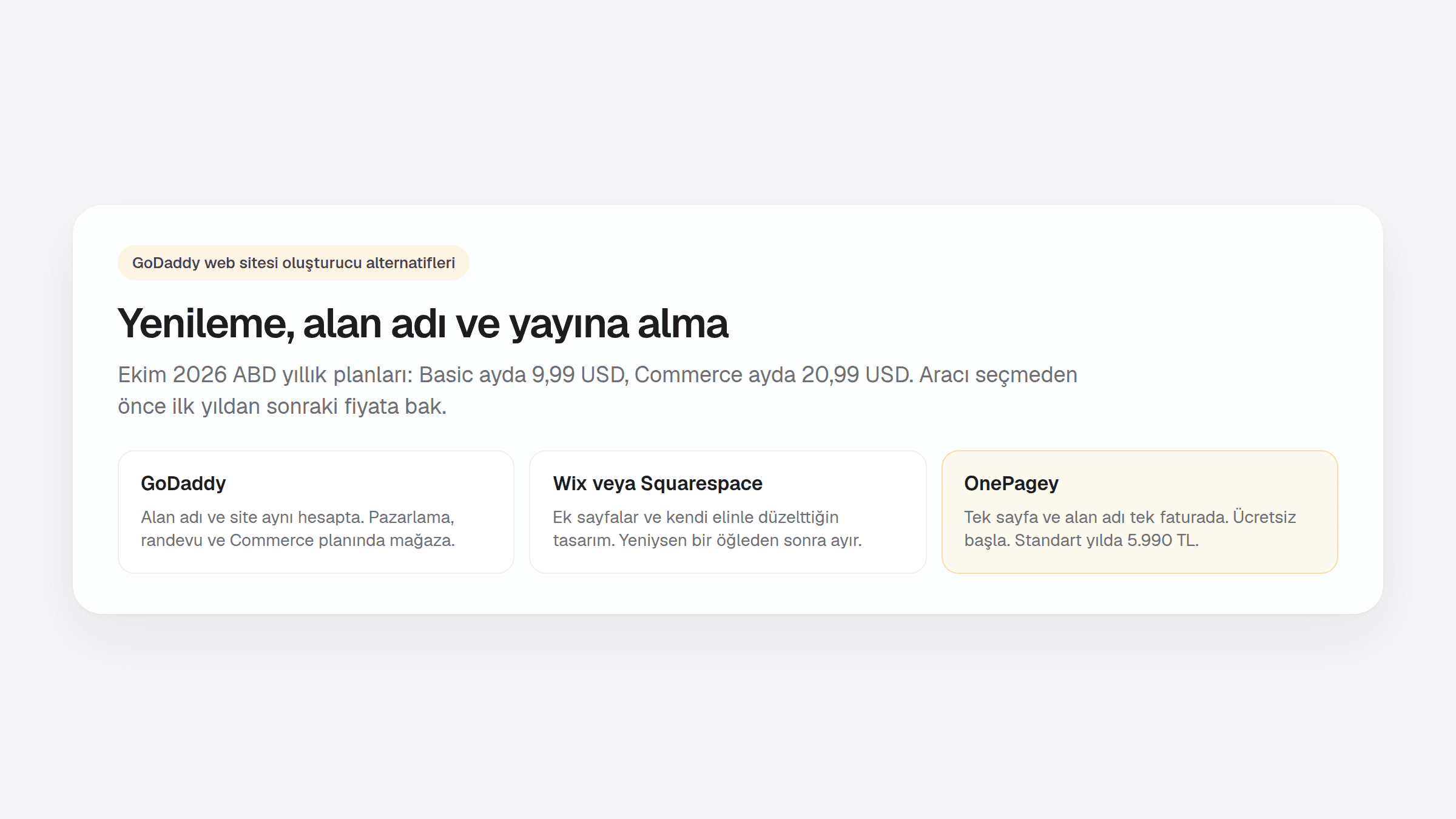 Küçük işletmeler için GoDaddy alternatifleri: yenileme, alan adı ve yayına alma