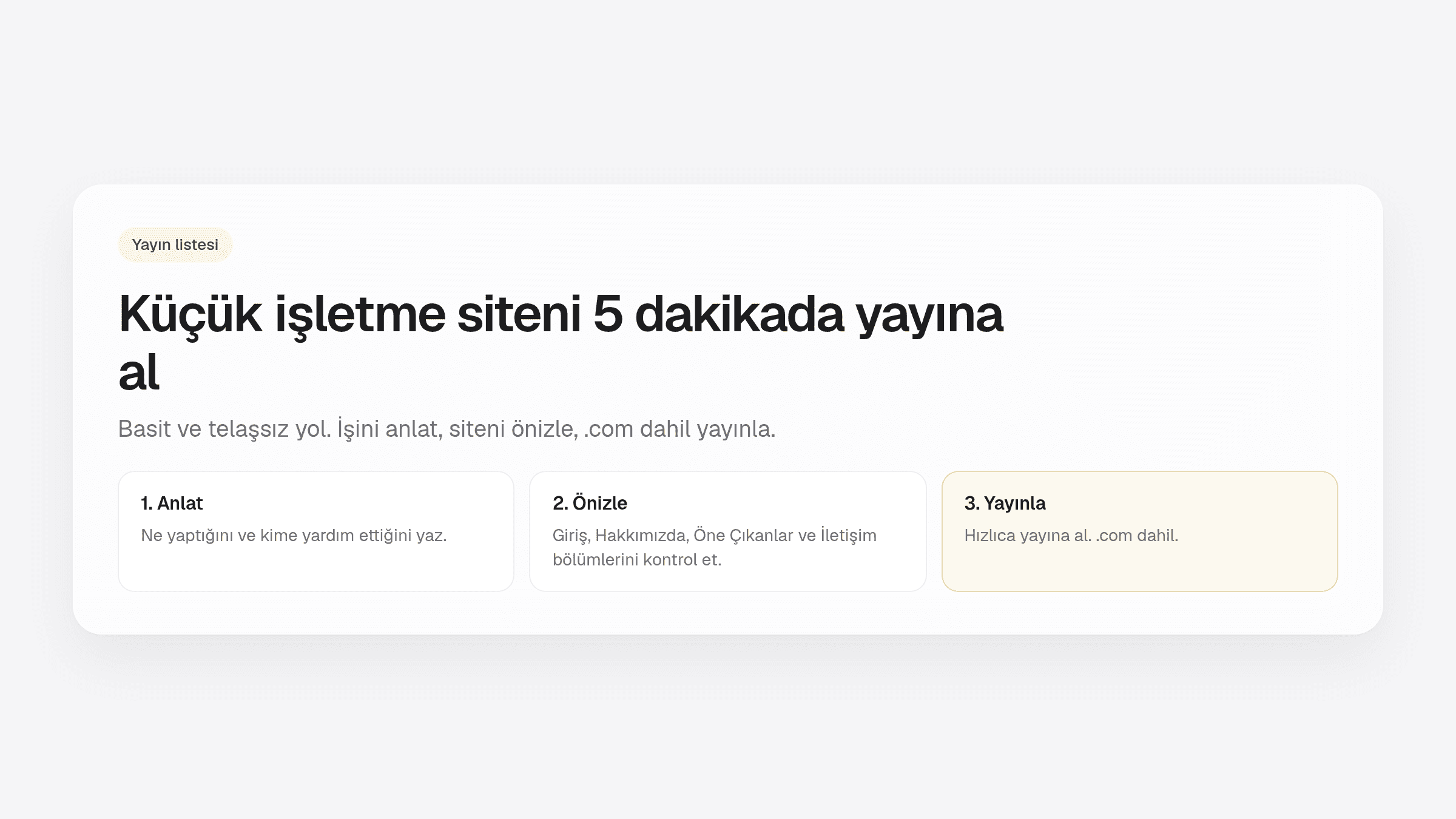Küçük işletme web sitesini dakikalar içinde yayına alma görseli