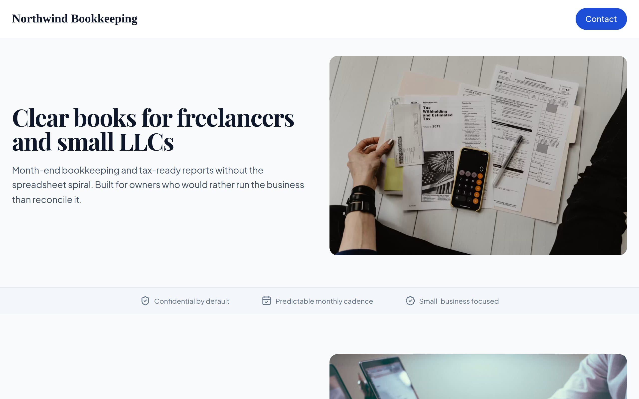 Generated OnePagey site for Northwind Bookkeeping