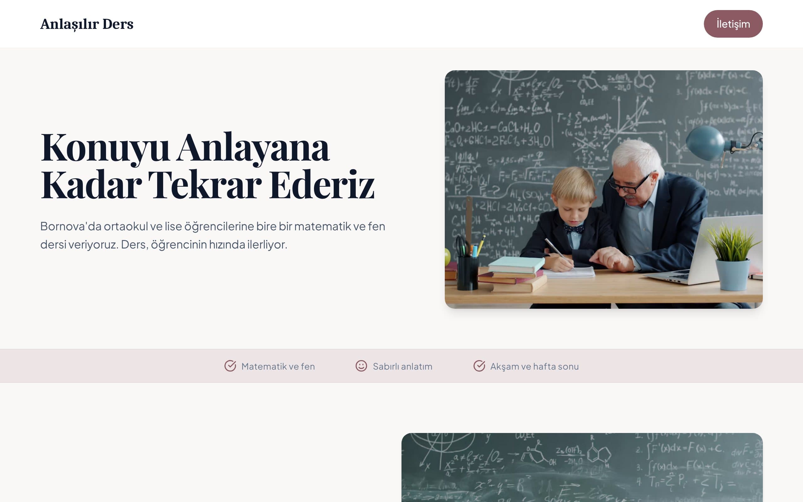 Özel ders web sitesi örneği