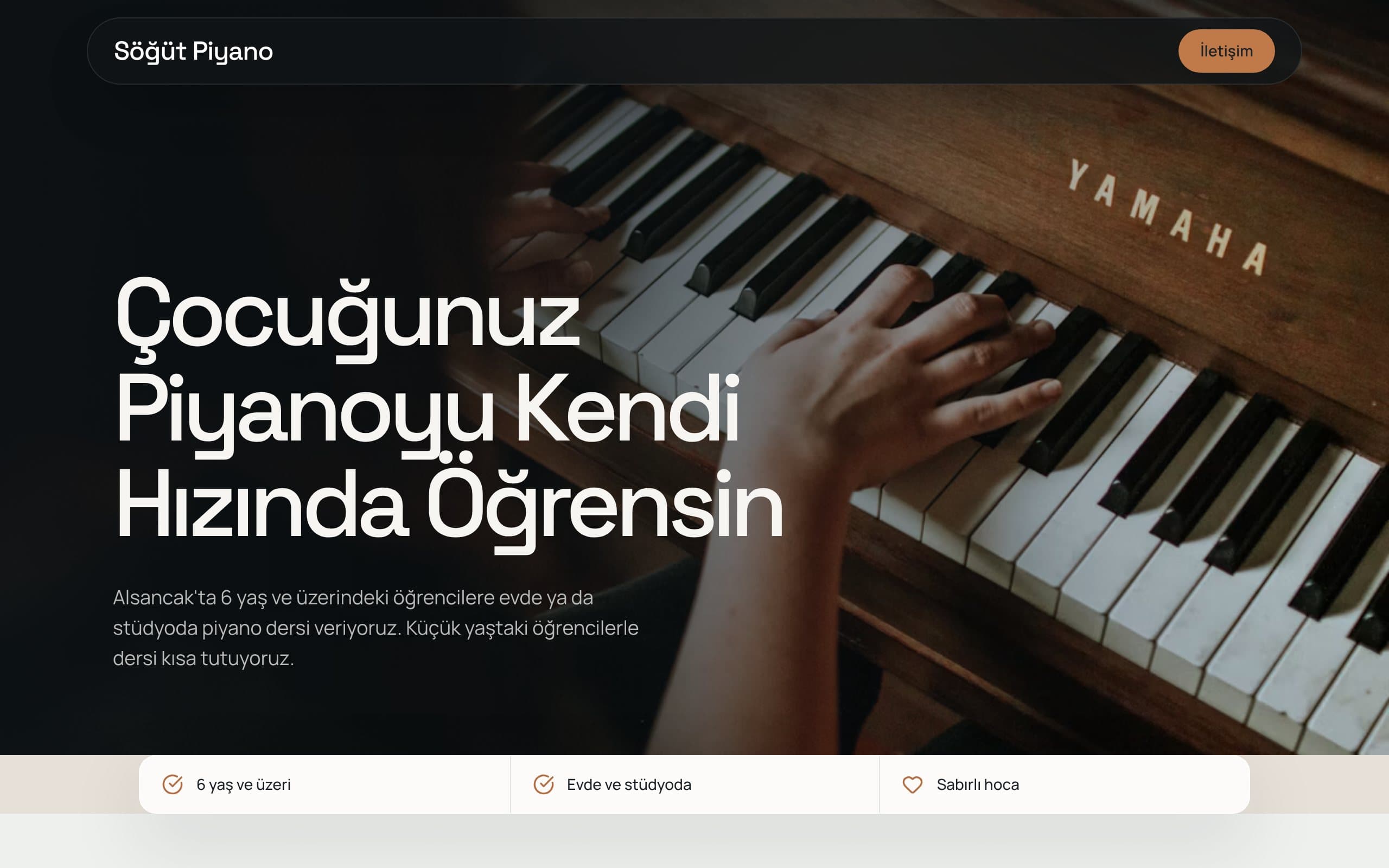 Piyano öğretmeni web sitesi örneği