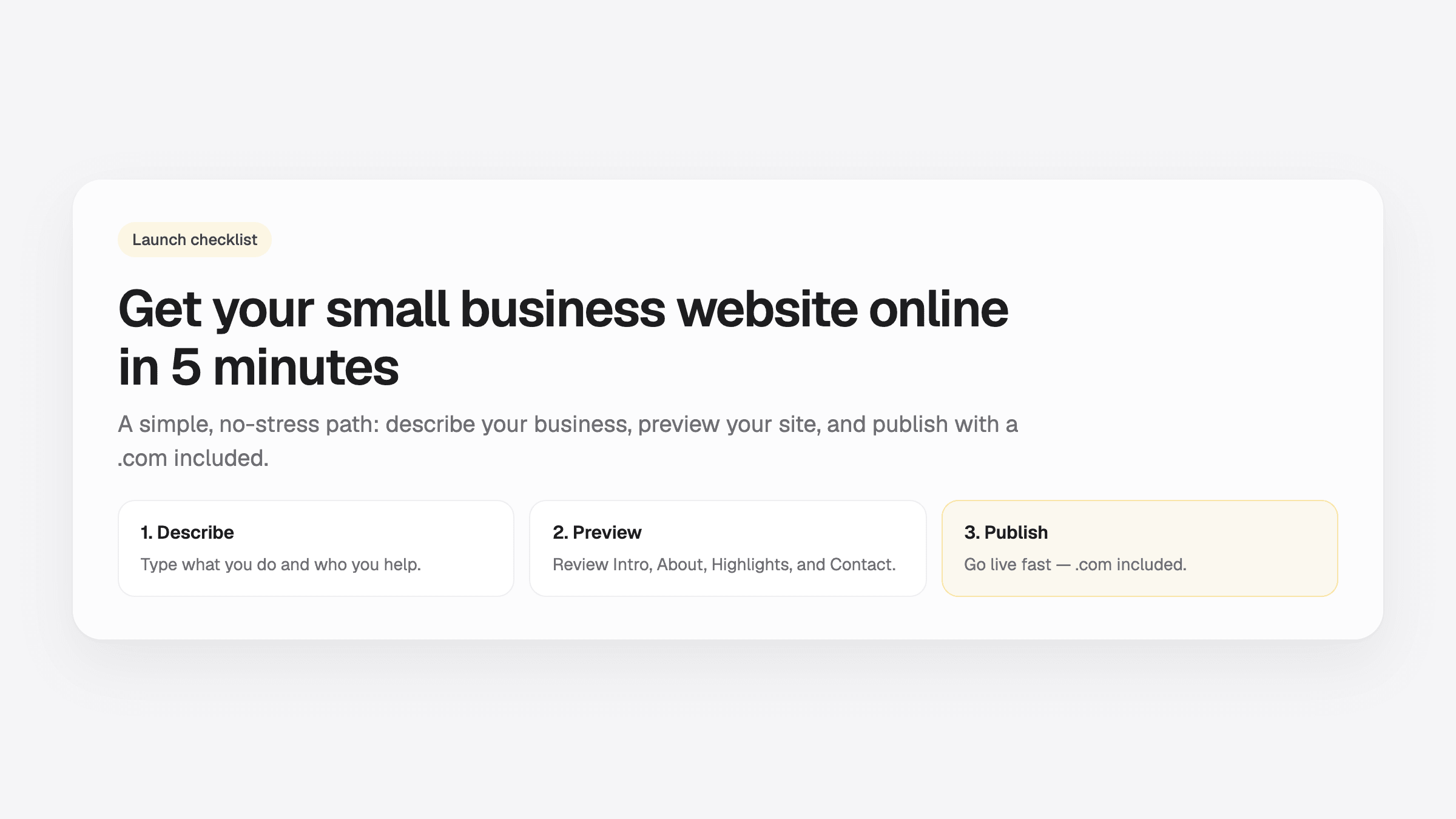 Hero illustration of launching a small business website in minutes