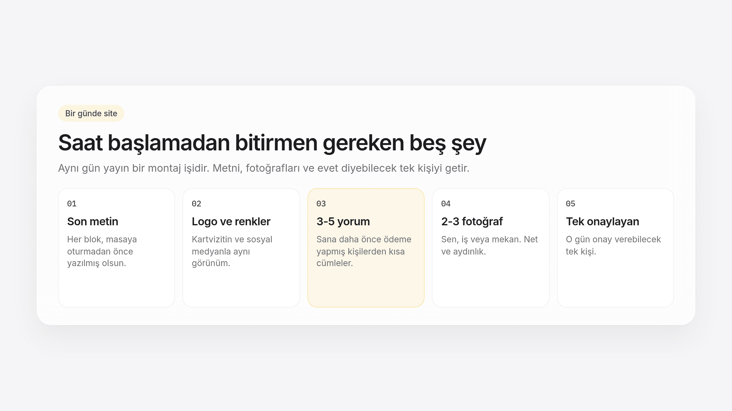 Bir günde web sitesi: hazırlık listesi ve aynı gün yayın