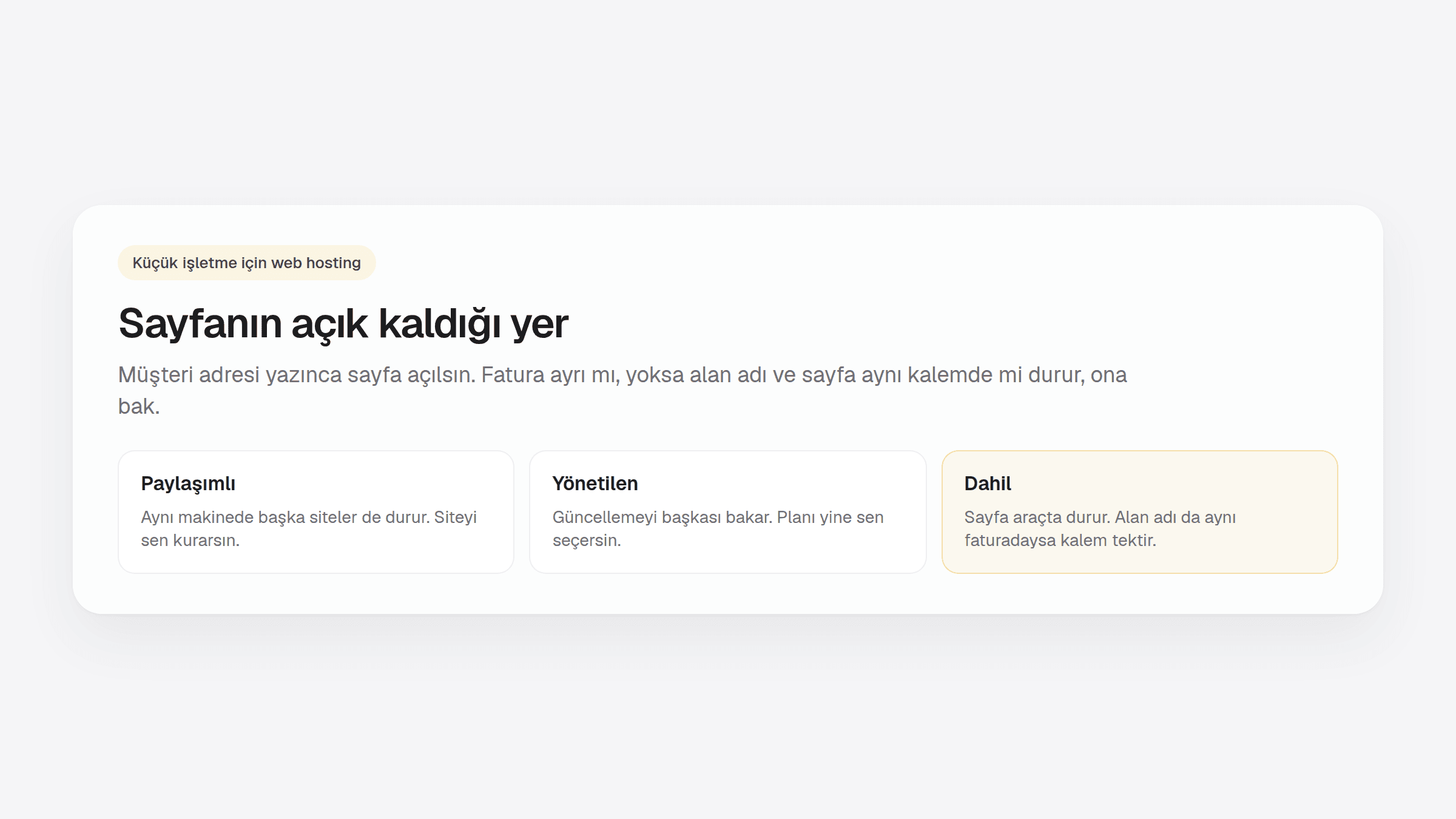 Küçük işletme için web hosting: paylaşımlı sunucu, yönetilen plan ve site kurma aracında tek fatura