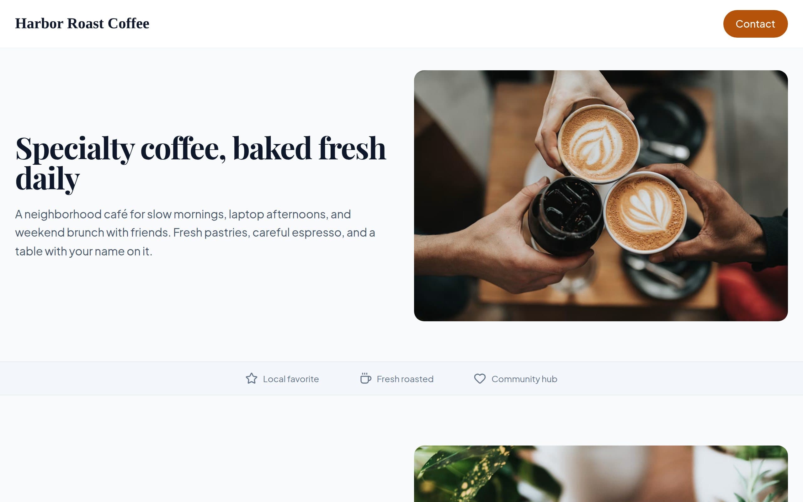 Generated OnePagey site for Harbor Roast Coffee