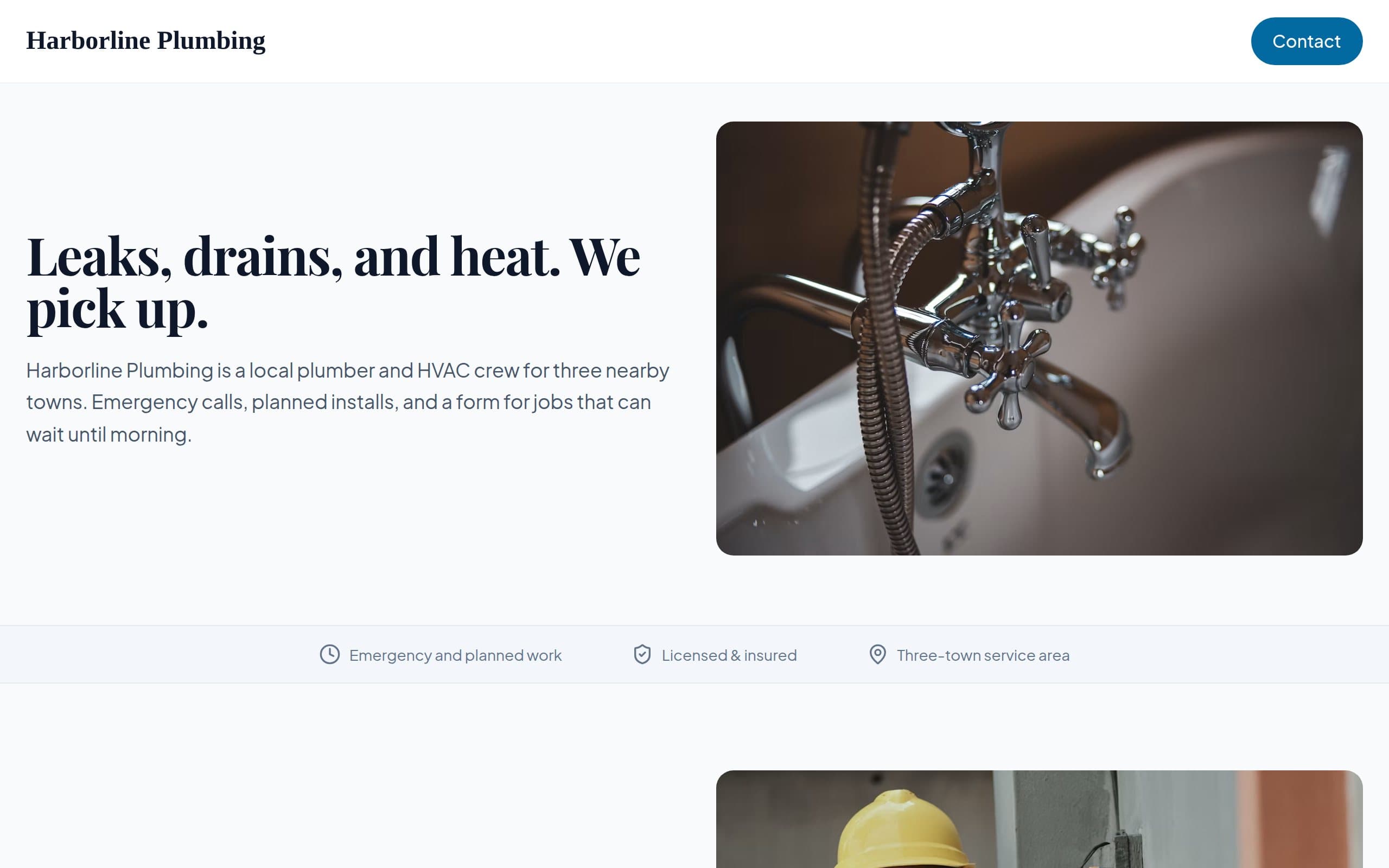 Plumber website example