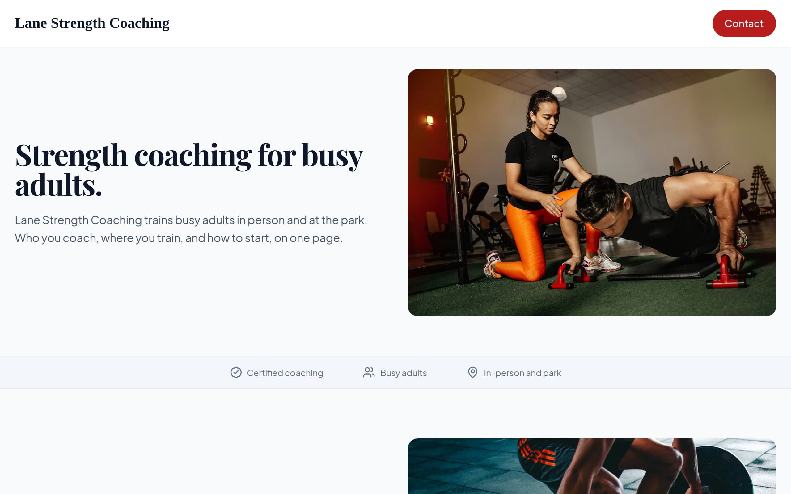 Personal trainer website example