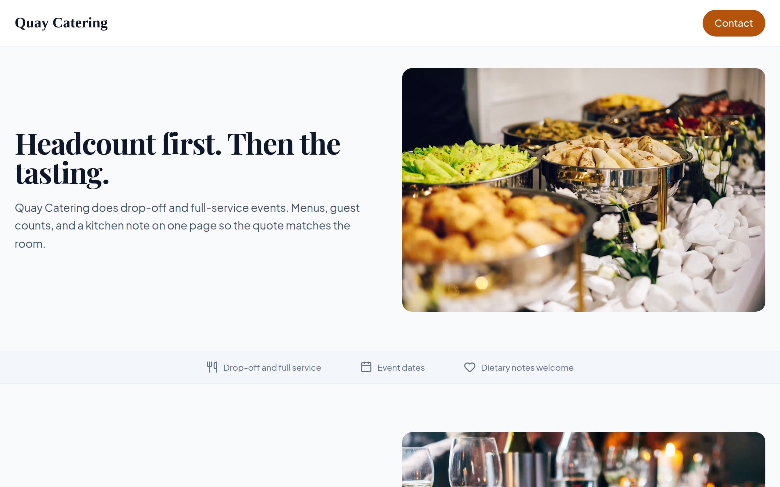 Catering website example